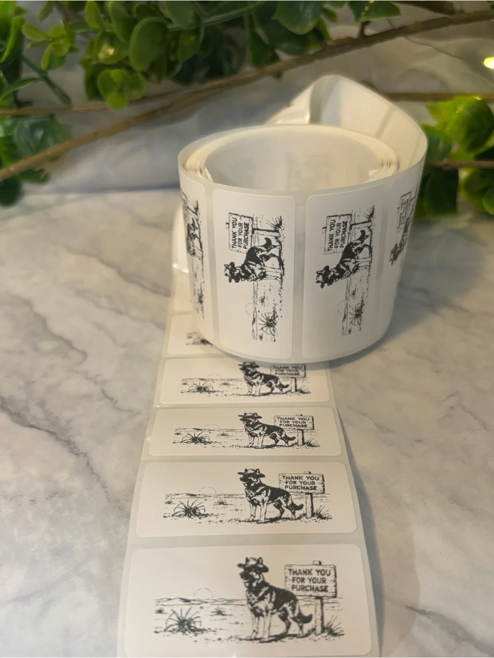 200 German Shepherd Western Cowboy Thank You Stickers 2x1 Shipping Labels Pack